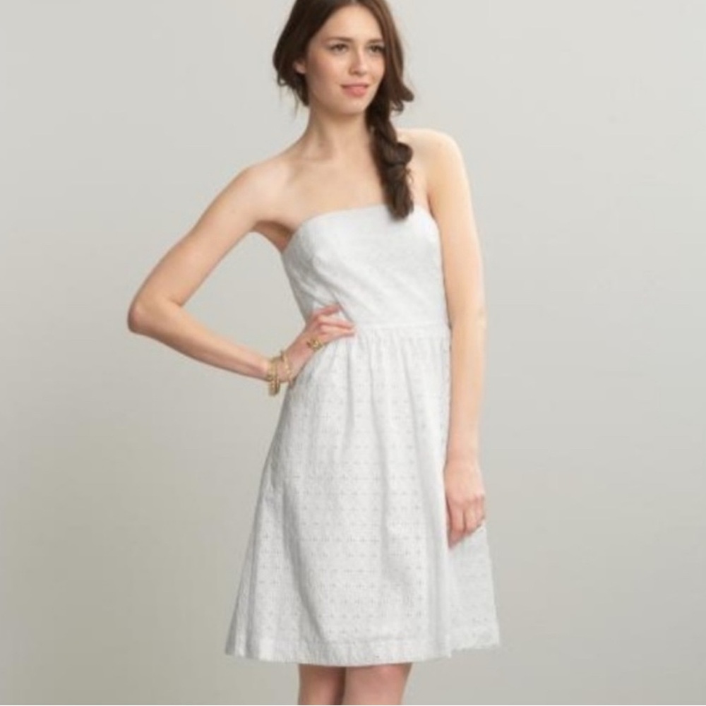 Gap White Eyelet Strapless Mini Dress Size 14 Pockets